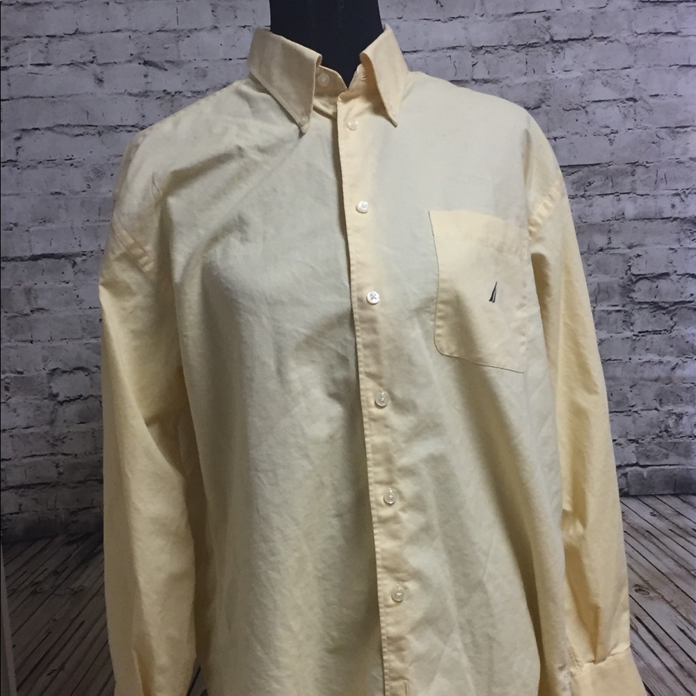 Yellow Nautica Dress Shirt w/ Logo Sz Large, 16